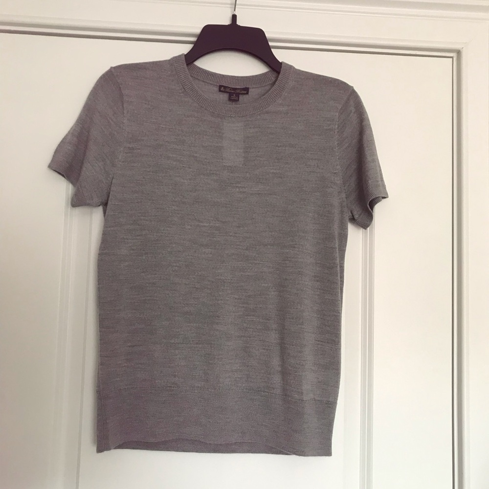 Brooks Bothers, Gray, Short sleeve, Sweater, Small